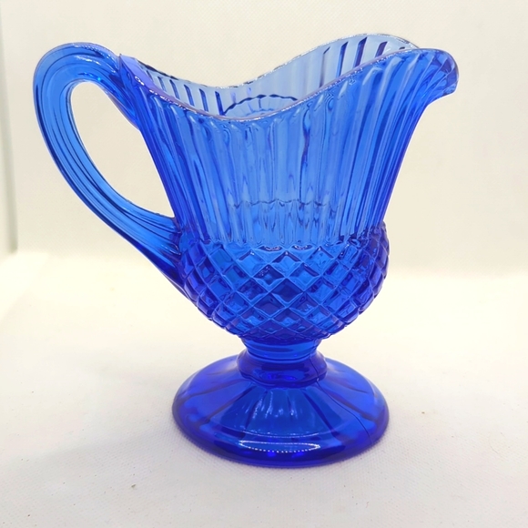 Blue Fostoria Glass Pitcher/Creamer - Avon - Picture 3 of 6